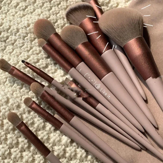 💖 Set de brochas de maquillaje: base, polvos, sombras de ojos y difuminador
