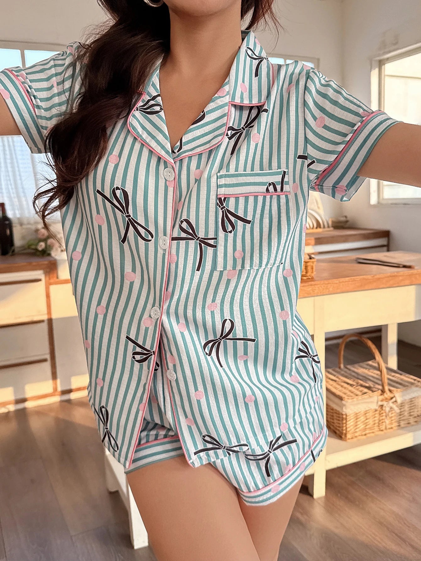 Ensemble Pyjama Femme 2 Pièces – Léger & Confortable Été 🎀