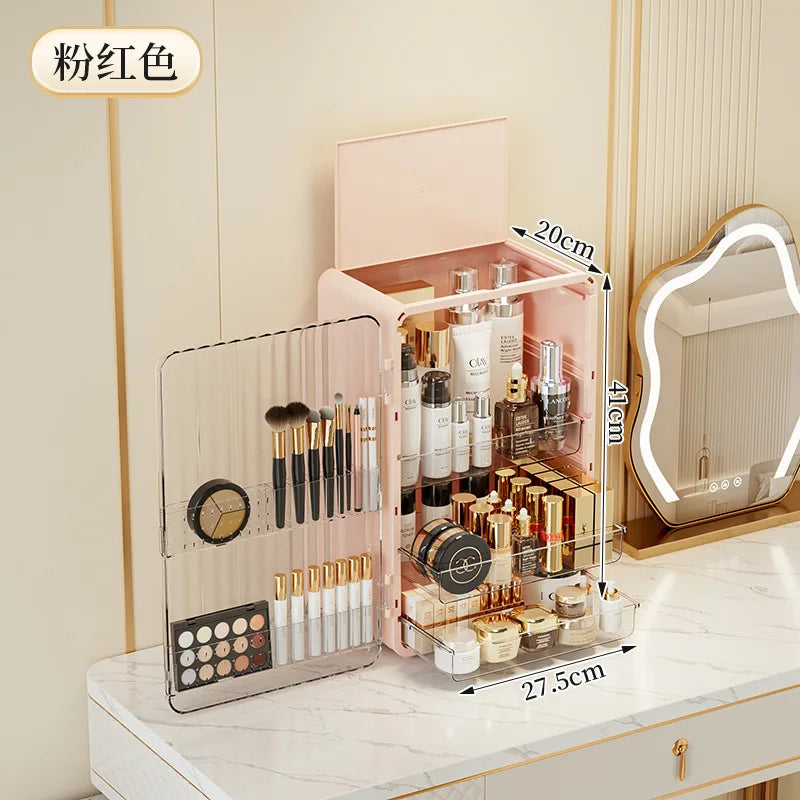 Caja de almacenamiento de maquillaje a prueba de polvo: gran capacidad y estilo lujoso