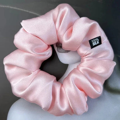 Chouchou Cheveux en Soie de Mûrier 19 momme – Élastique cheveux grande taille Uni