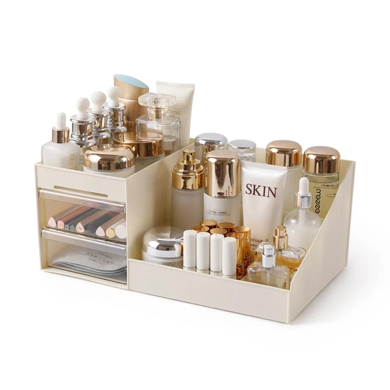 Caja de maquillaje transparente: cajones prácticos y diseño moderno