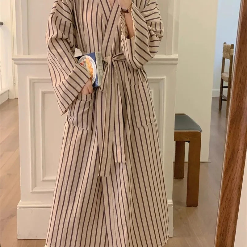 Peignoir Femme Rayé Kimono – Robe Longue variés