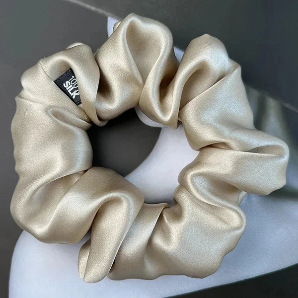 Chouchou Cheveux en Soie de Mûrier 19 momme – Élastique cheveux grande taille Uni