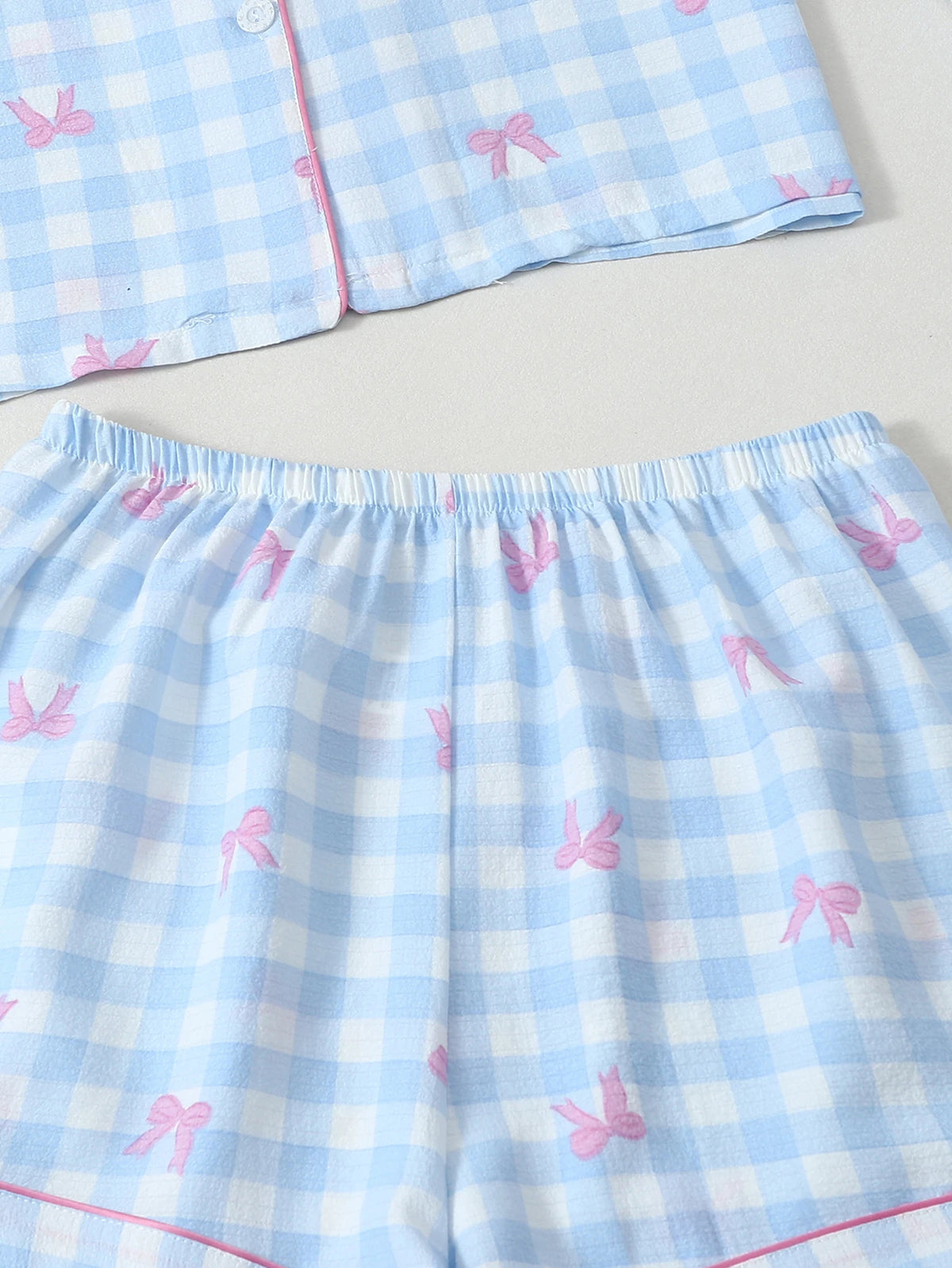 Conjunto de pijama - Camiseta de manga corta, pantalón corto y pantalón largo de cuadros 🎀