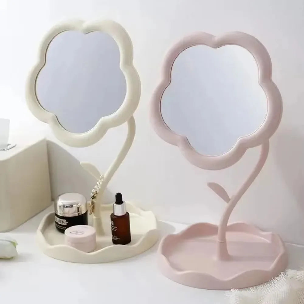 Espejo de maquillaje giratorio con diseño de girasol