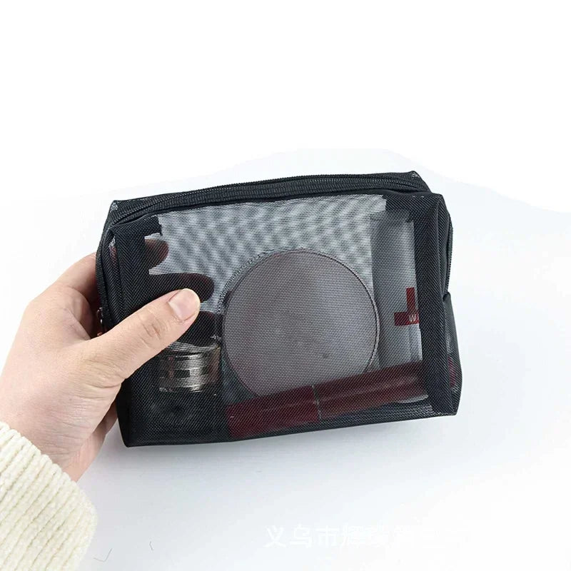 💄 Pequeña bolsa de malla para maquillaje: práctico organizador de viaje