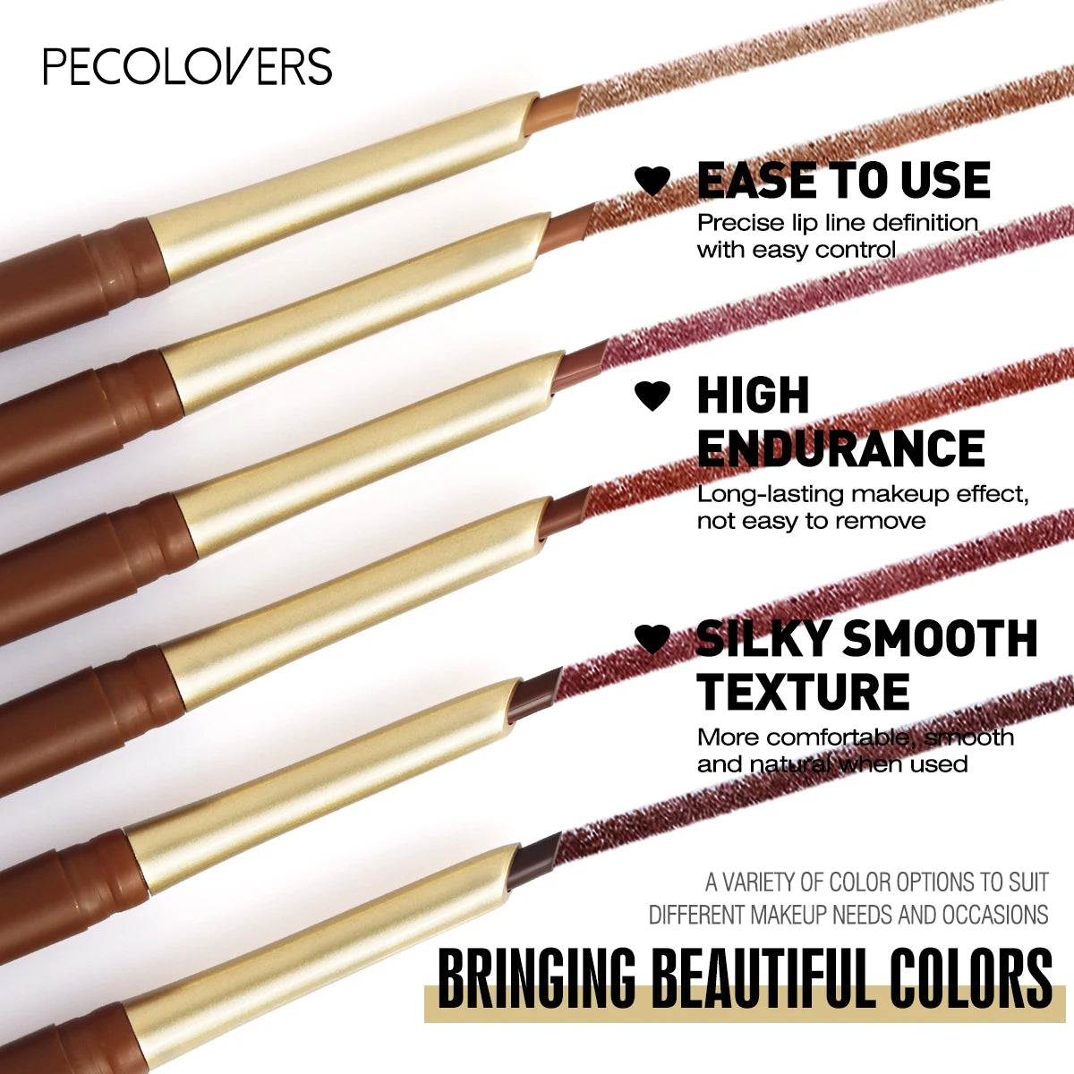 💄 Crayons à lèvres mats 6 couleurs – Contour naturel et longue tenue