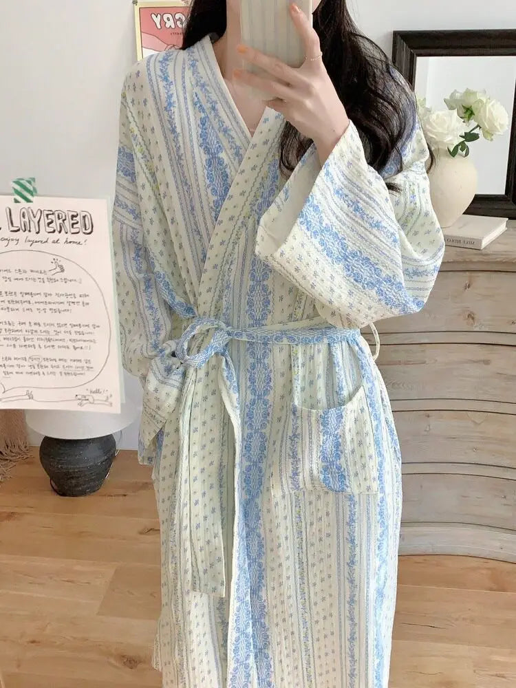 Peignoir Femme Rayé Kimono – Robe Longue variés