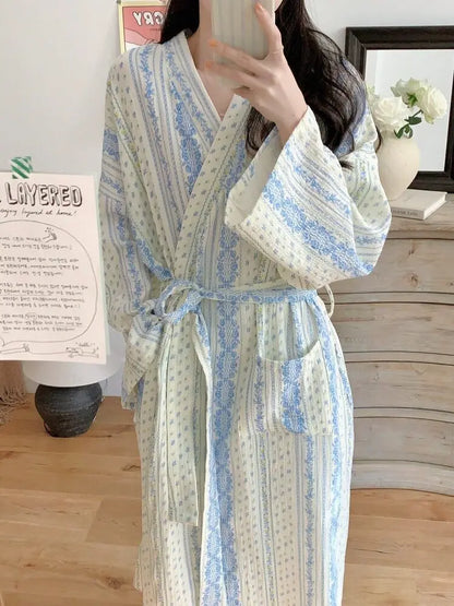 Peignoir Femme Rayé Kimono – Robe Longue variés