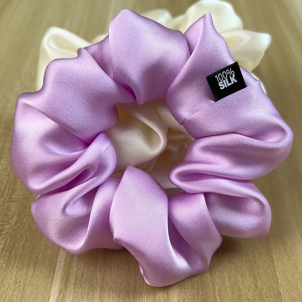 Chouchou Cheveux en Soie de Mûrier 19 momme – Élastique cheveux grande taille Uni