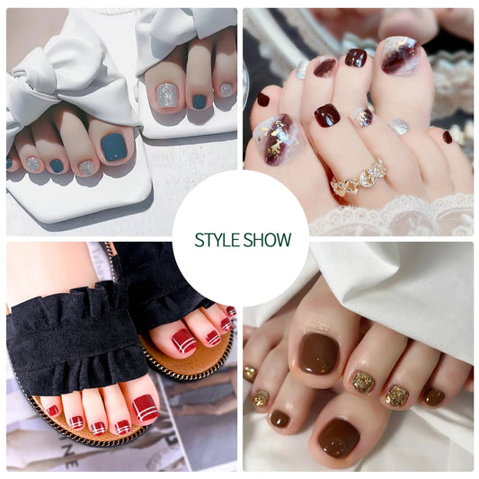 🦶💎 Uñas postizas transparentes para los pies – 120 piezas Nailpop Manicura acrílica 12 tamaños