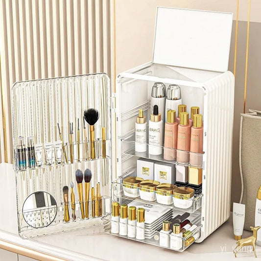 Caja de almacenamiento de maquillaje a prueba de polvo: gran capacidad y estilo lujoso