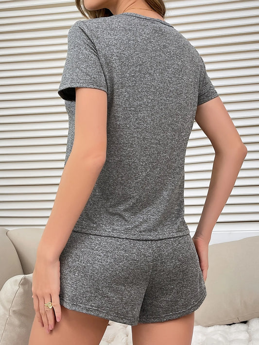 Pyjama Femme – Haut Manches Courtes & Short Imprimé Let Me Sleep 🌙