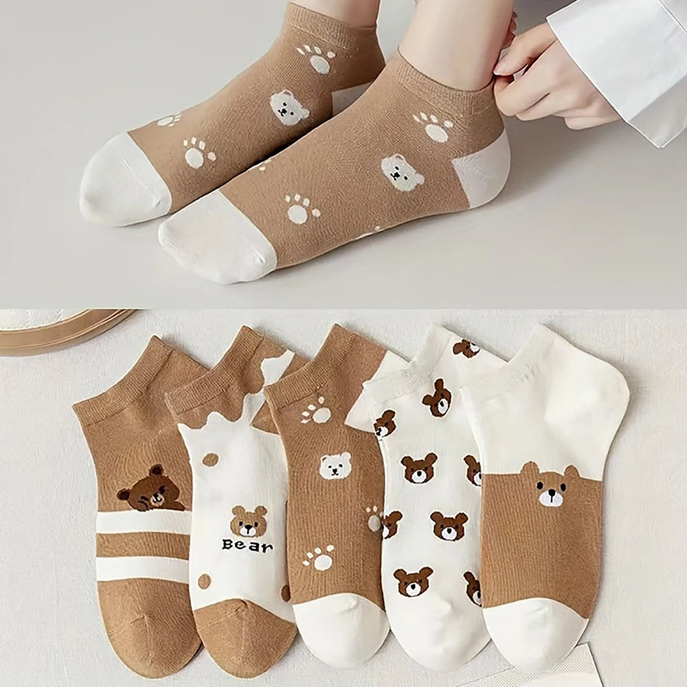 Chaussettes Femme - Courtes à Motifs 🐻