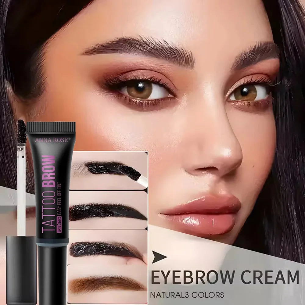 🎨💧 Waterproof Peel-Off Eyebrow Tattoo Gel – With Stencils, 3 Days Long Lasting