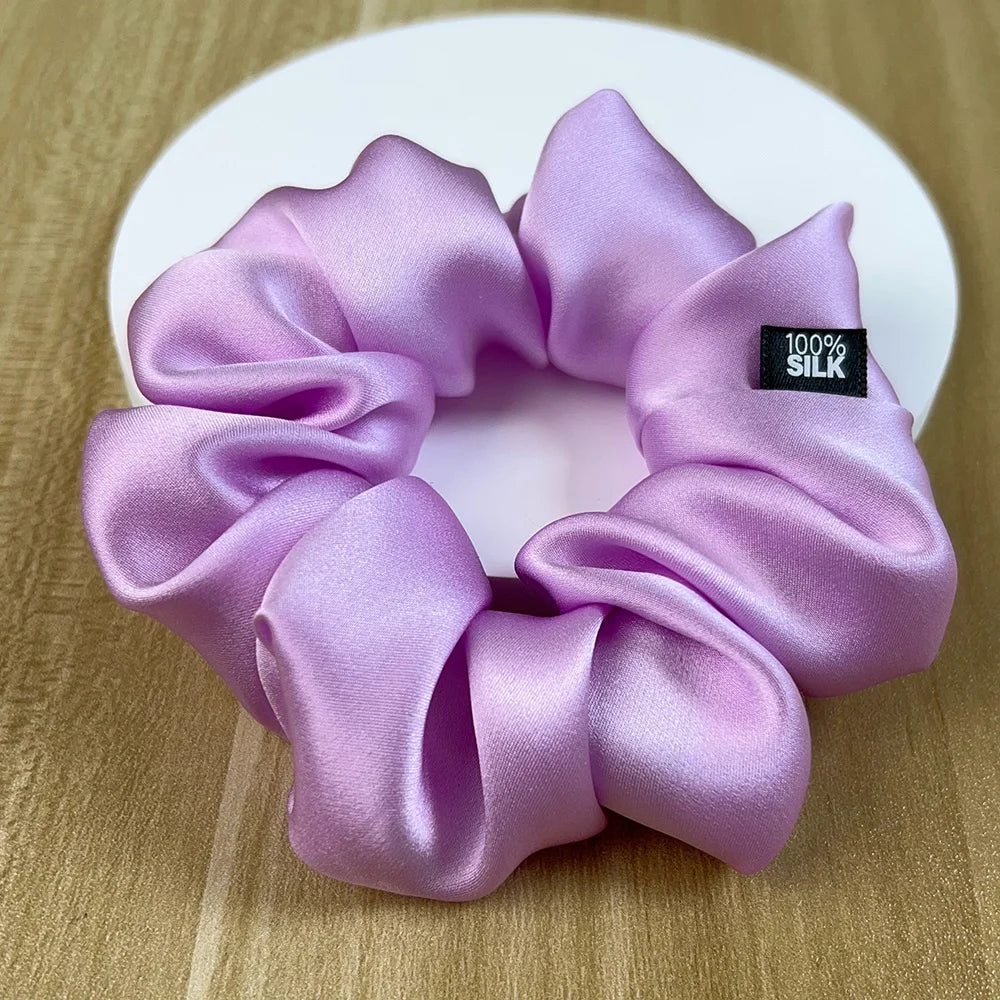 Chouchou Cheveux en Soie de Mûrier 19 momme – Élastique cheveux grande taille Uni