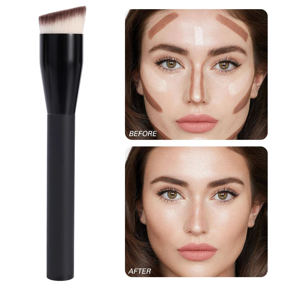 🖌️✨ Pinceau Maquillage Biseauté – Fond de Teint, Anticernes & Contour | Fini Zéro Défaut