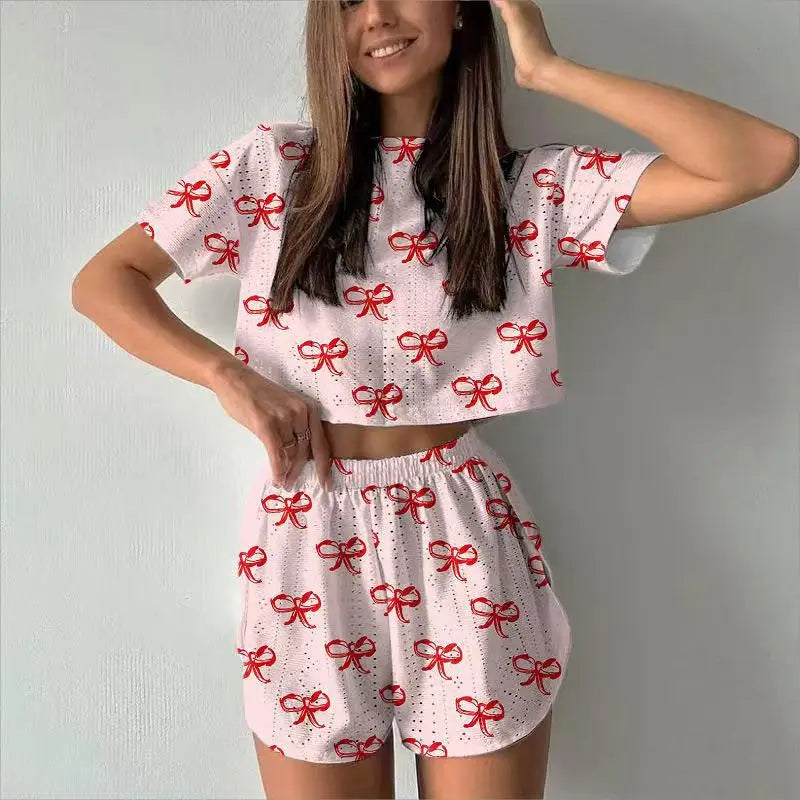 Pyjama Femme  – Haut Manches Courtes et Short imprimés variés