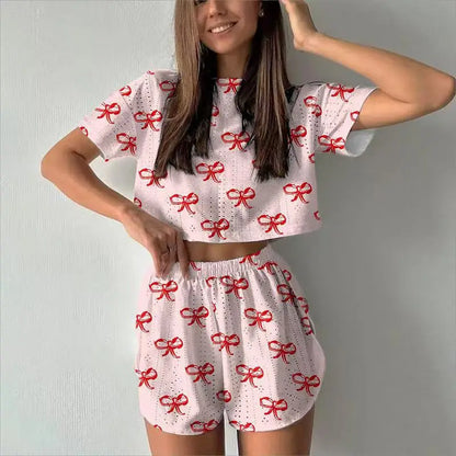 Pyjama Femme  – Haut Manches Courtes et Short imprimés variés