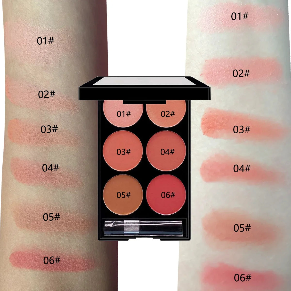 🎨 6-color blush &amp; contour palette – Matte and pearly finish