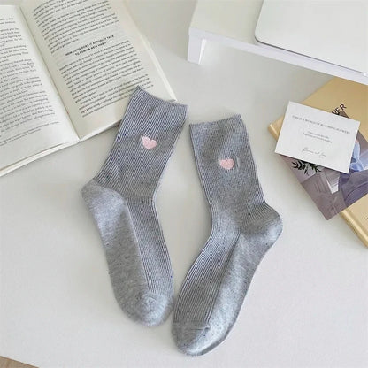 Chaussettes Femme Coton - Pois & Cœur Brodé 🩷