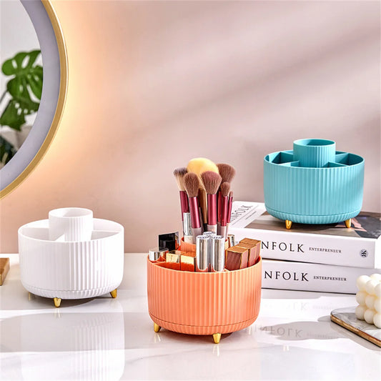 Organizador de maquillaje giratorio de 360°: soporte compacto para cosméticos
