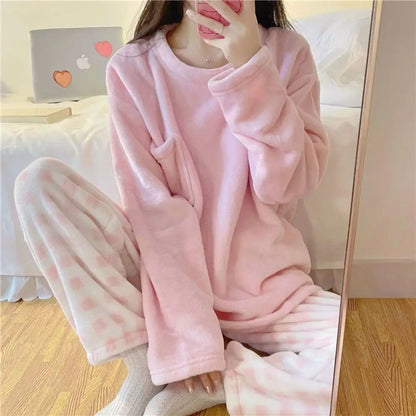 Pyjama femme polaire – Haut Manches Longue et Pantalon imprimé variés
