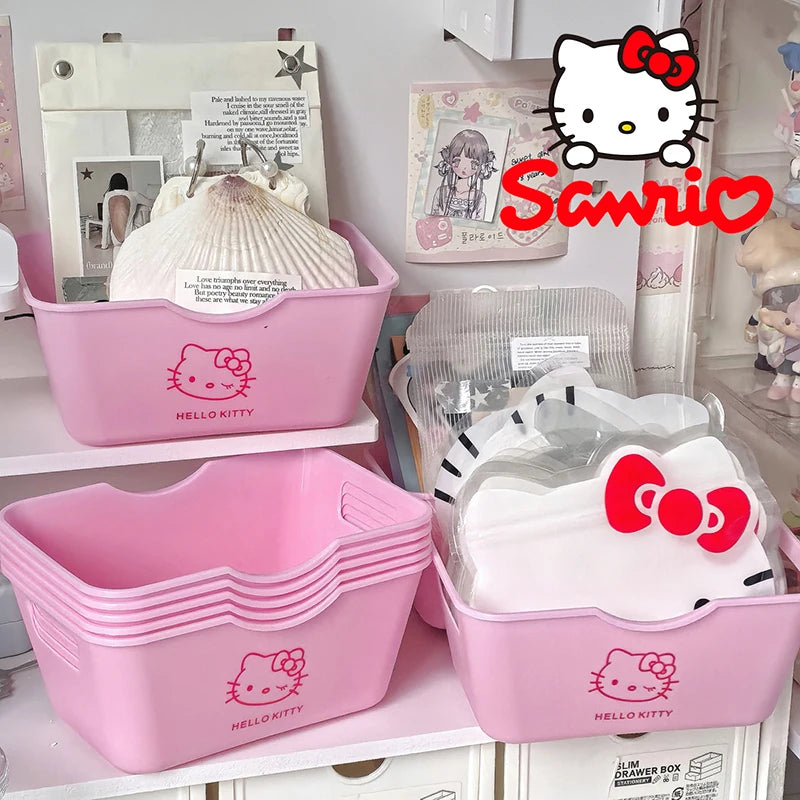 🎀🐱 Lot de 5 Paniers de Rangement Hello Kitty – Organiseur Cosmétiques Sans Couvercle