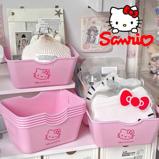 Juego de 5 cestas de almacenamiento de Hello Kitty: organizador de cosméticos sin tapa