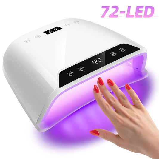 Lámpara de uñas UV LED de 320 W: secado rápido con pantalla LCD dual y 72 LED