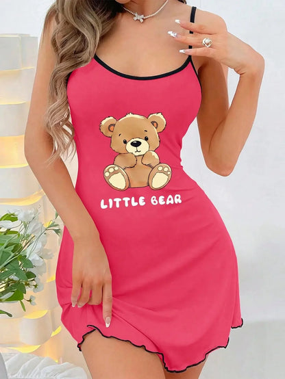 Nuisette Femme - Courtes à Bretelles Fine Imprimé 🧸