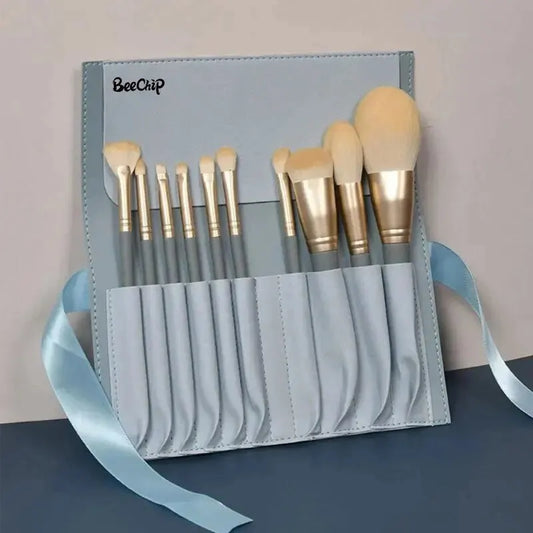 💄 Set de 10 Pinceles de Maquillaje – Cerdas Suaves y Colores Morandi