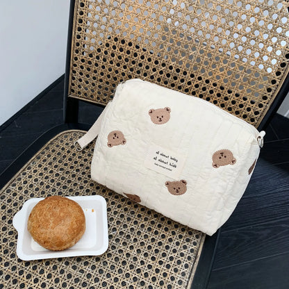 Trousse de Rangement Coton Brodée – Pochette portable multifonction imprimé variées 🧸