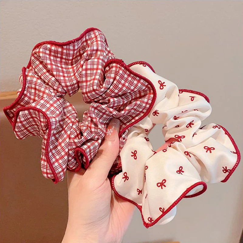 Lot chouchous cheveux femme à pois et carreaux rouges 🎀