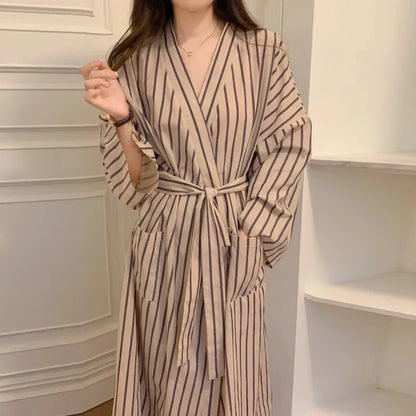 Peignoir Femme Rayé Kimono – Robe Longue variés
