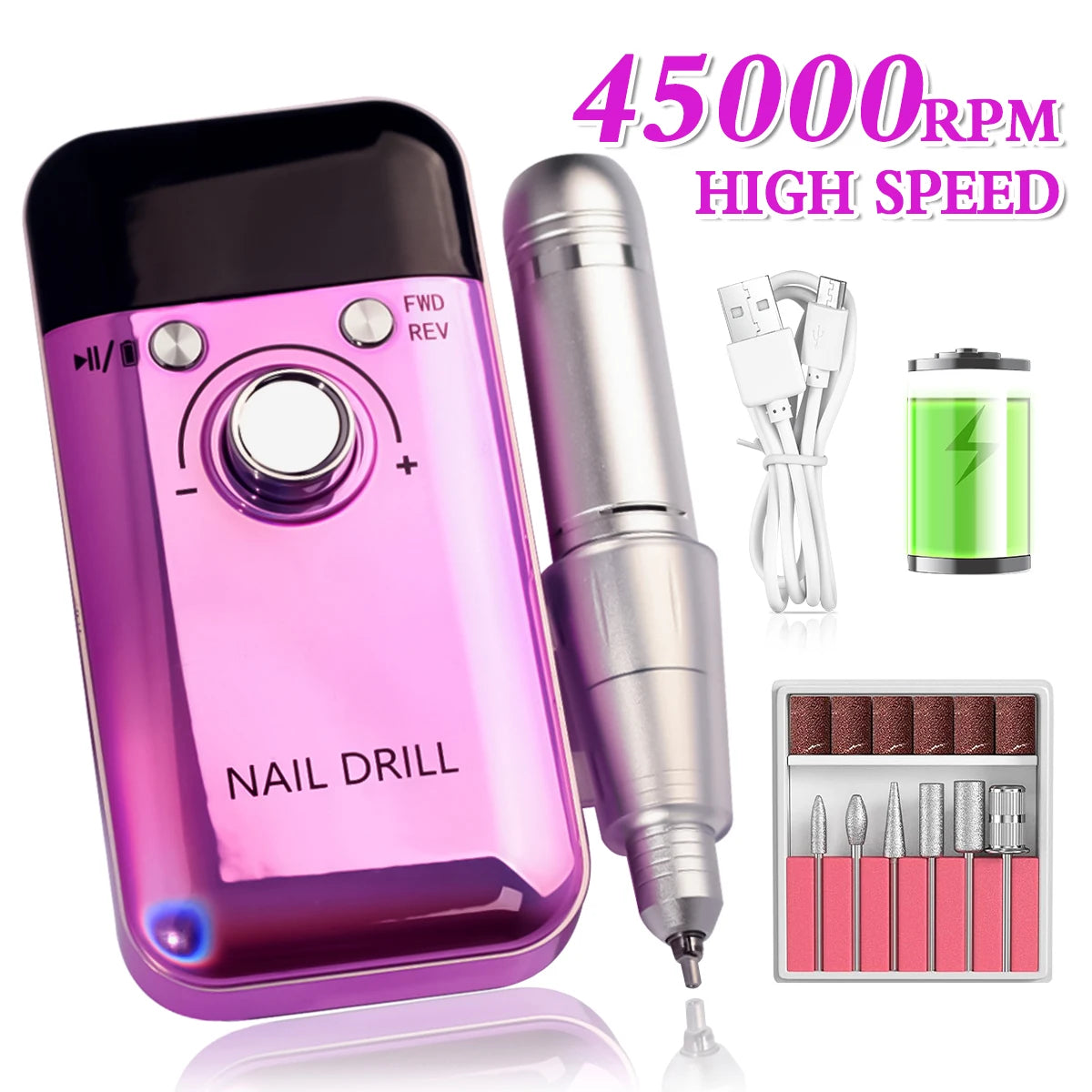 Taladro de uñas eléctrico de 45.000 RPM: profesional y portátil con pantalla LCD