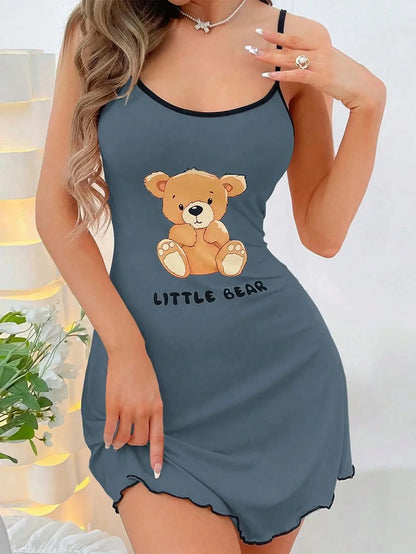 Nuisette Femme - Courtes à Bretelles Fine Imprimé 🧸