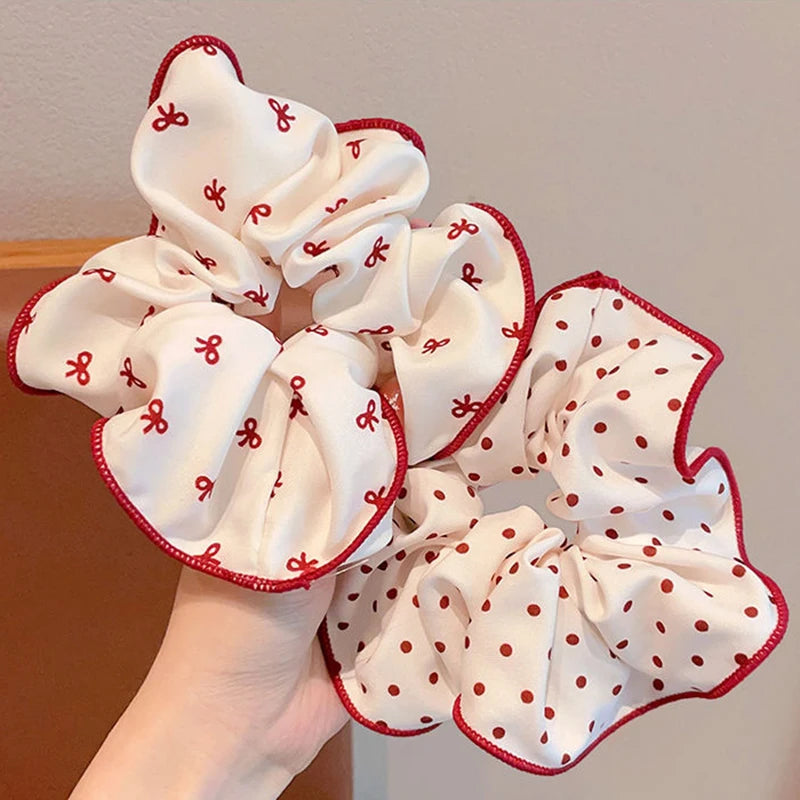 Lot chouchous cheveux femme à pois et carreaux rouges 🎀