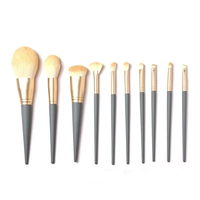 💄 Set de 10 Pinceaux Maquillage – Poils Doux & Couleurs Morandi