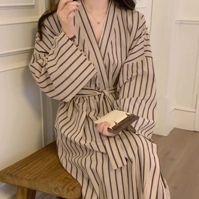 Peignoir Femme Rayé Kimono – Robe Longue variés