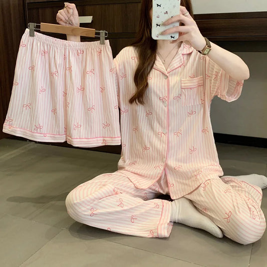Ensemble Pyjama Femme 3 Pièces – Style Coréen Été Léger & Cute