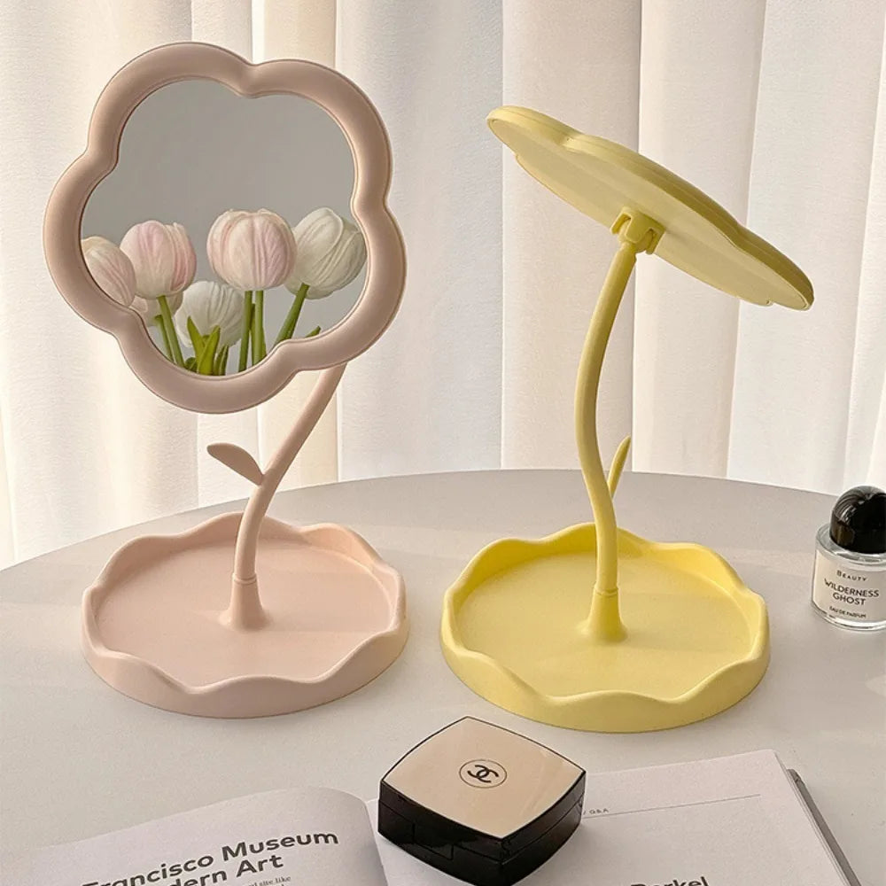 Espejo de maquillaje giratorio con diseño de girasol