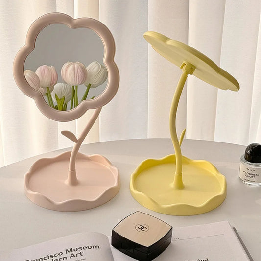 Espejo de maquillaje giratorio con diseño de girasol