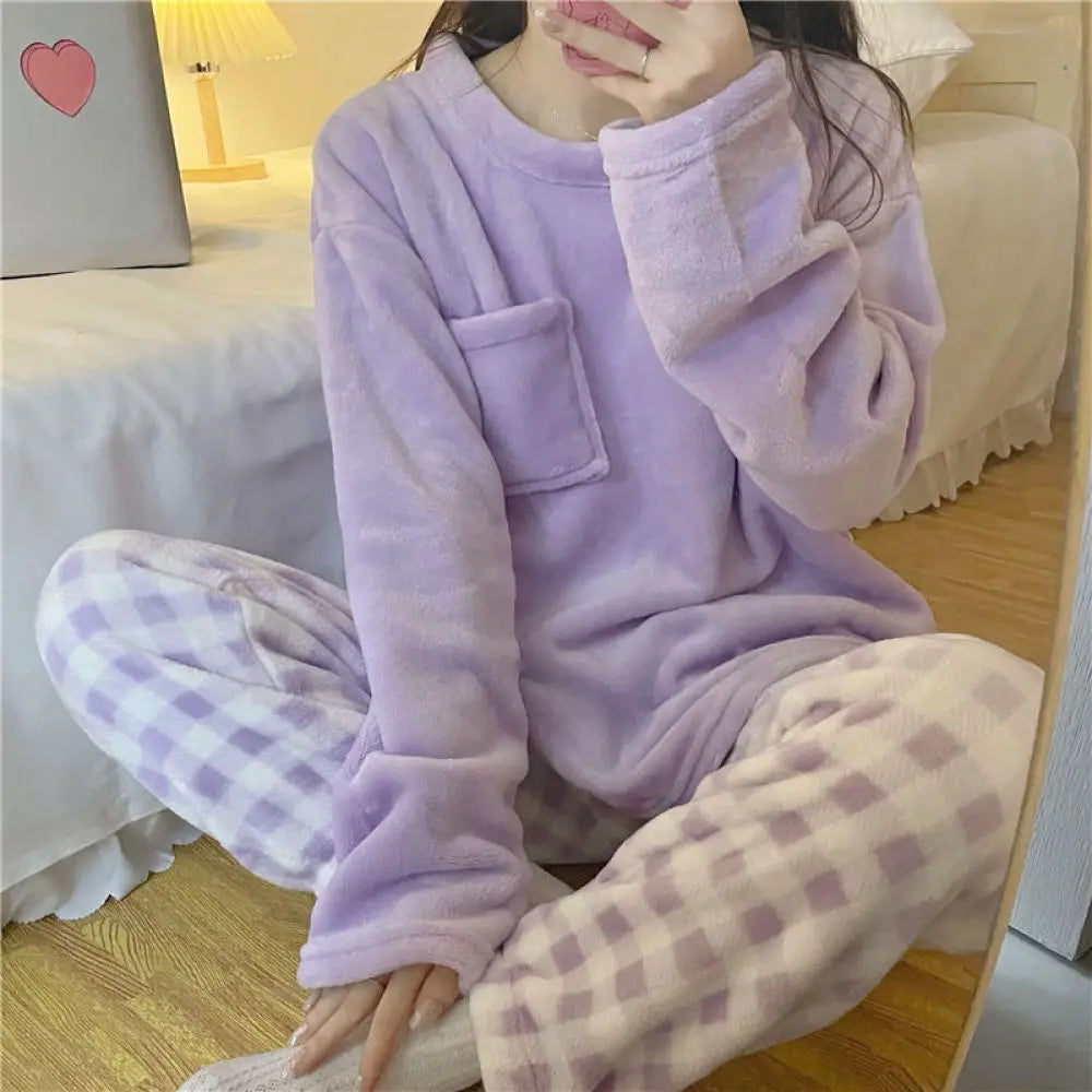 Pyjama femme polaire – Haut Manches Longue et Pantalon imprimé variés