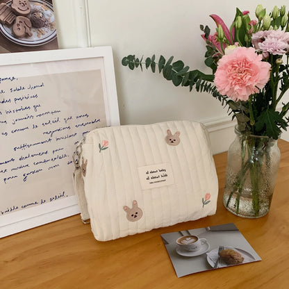 Trousse de Rangement Coton Brodée – Pochette portable multifonction imprimé variées 🧸