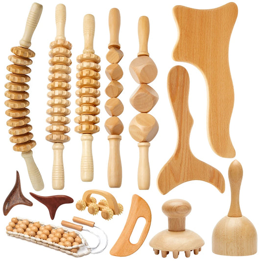 🌿 Herramienta de madera anticelulítica (drenaje linfático)