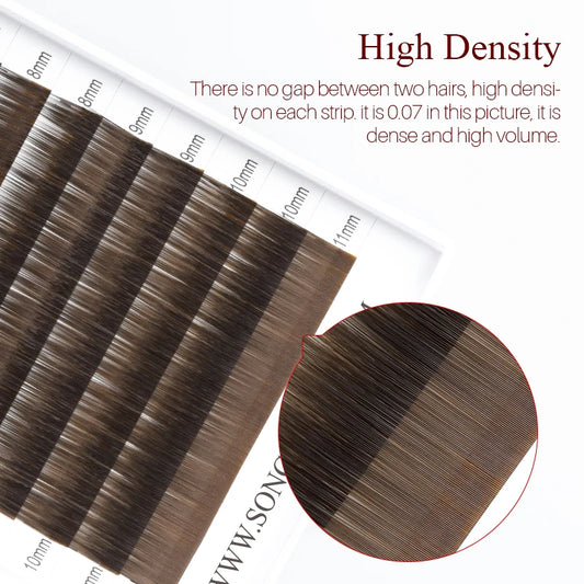 Extensiones de cejas SONG LASHES – 12 líneas, color marrón natural