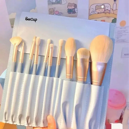 💄 Set de 10 Pinceles de Maquillaje – Cerdas Suaves y Colores Morandi