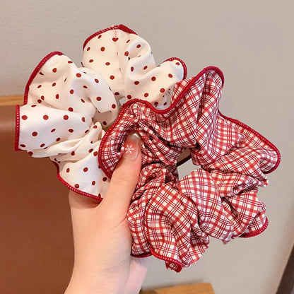 Lot chouchous cheveux femme à pois et carreaux rouges 🎀