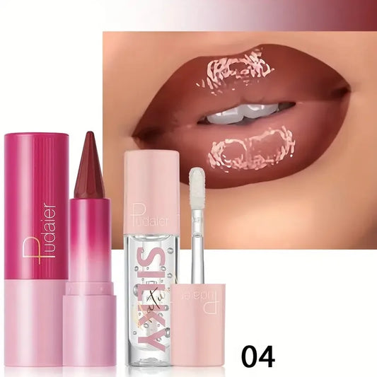 Duo Lèvres Waterproof – Crayon & Rouge à Lèvres Liquide Longue Tenue